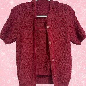 Vintage pink knit tank/sweater set 💞